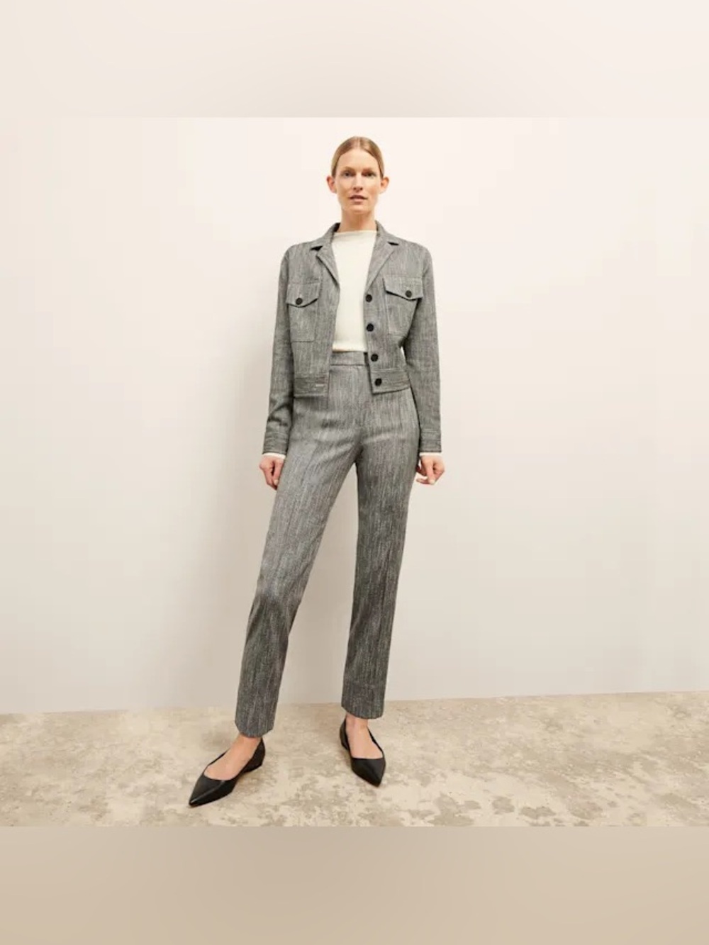 M.M. LaFleur | The Rhoda Jacket | Rhoda 1.0 Cotton Slub | Black/Ivory | Large